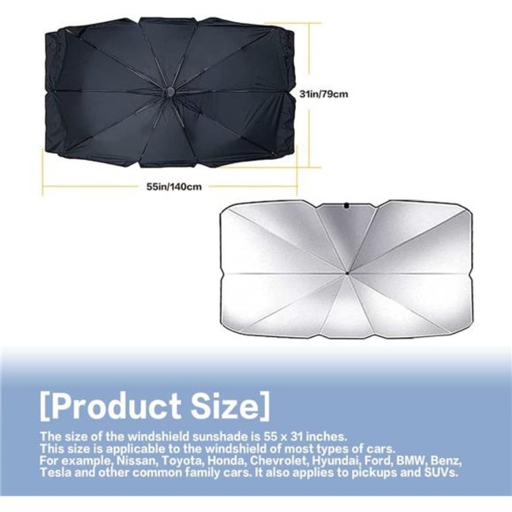 YAKEFLY Car Windshield Sun Shade Umbrella, Foldable Car Sunshade Front Window= - Picture 6 of 7
